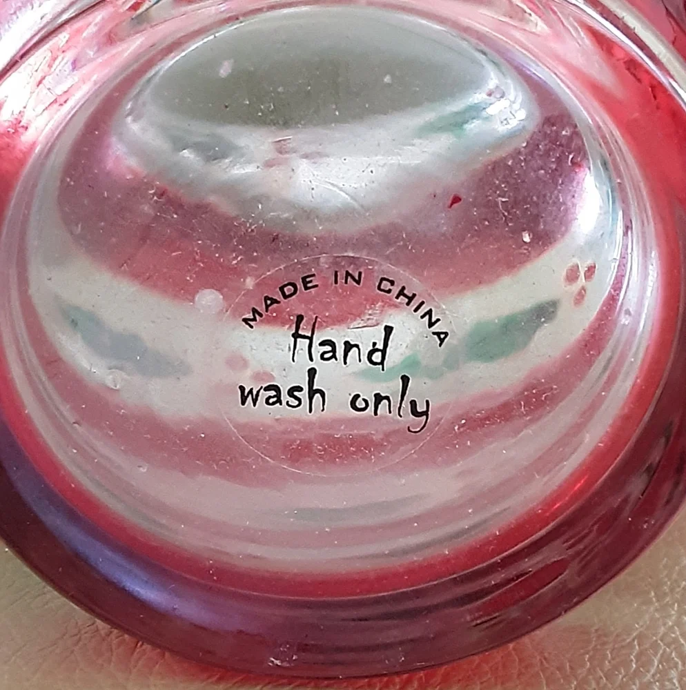 Crystal Temptations Stained Glass Christmas Holly|Berry Covered Candy Jar - Vtg